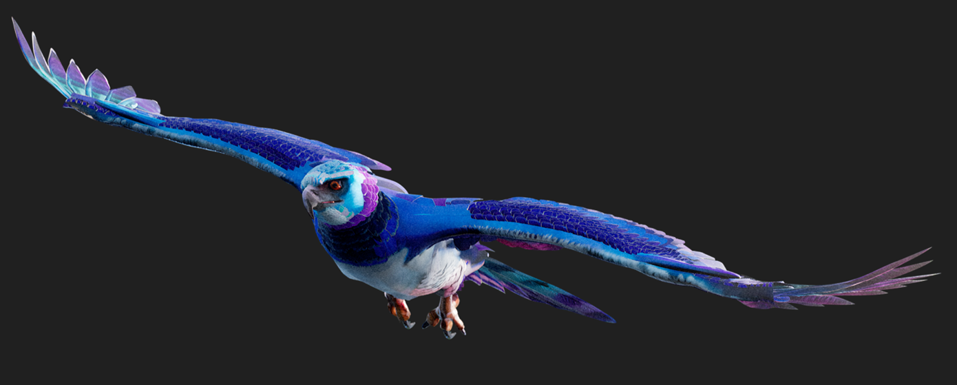 Blue bird flying through the air